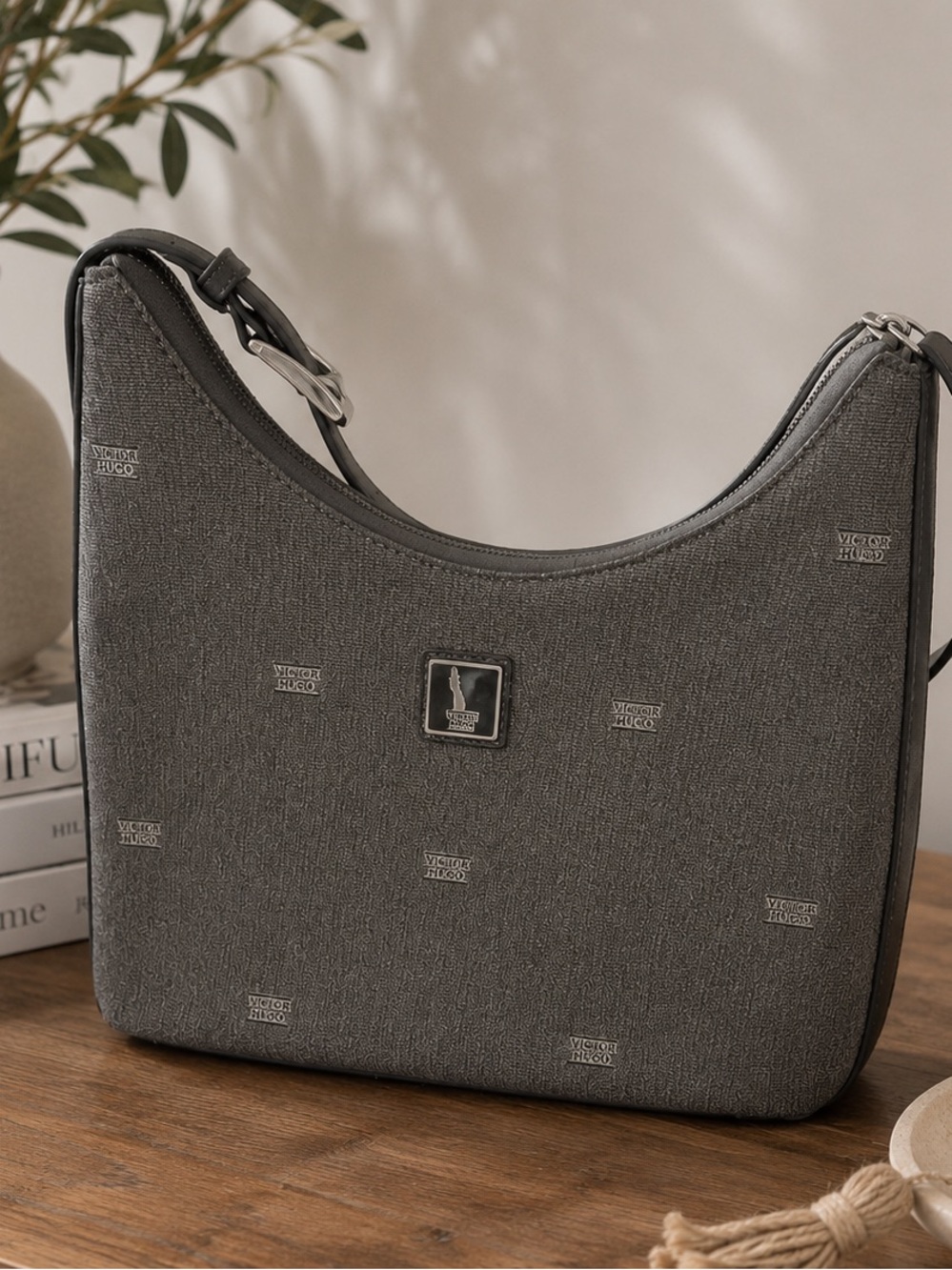 Victor Hugo Gray Shoulder Bag